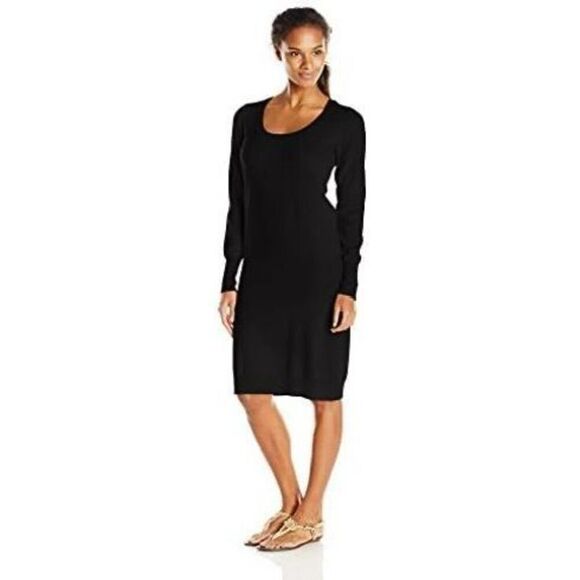 Lole Jodie Dress Long Sleeve Fine Knit Midi in Black XS NWT